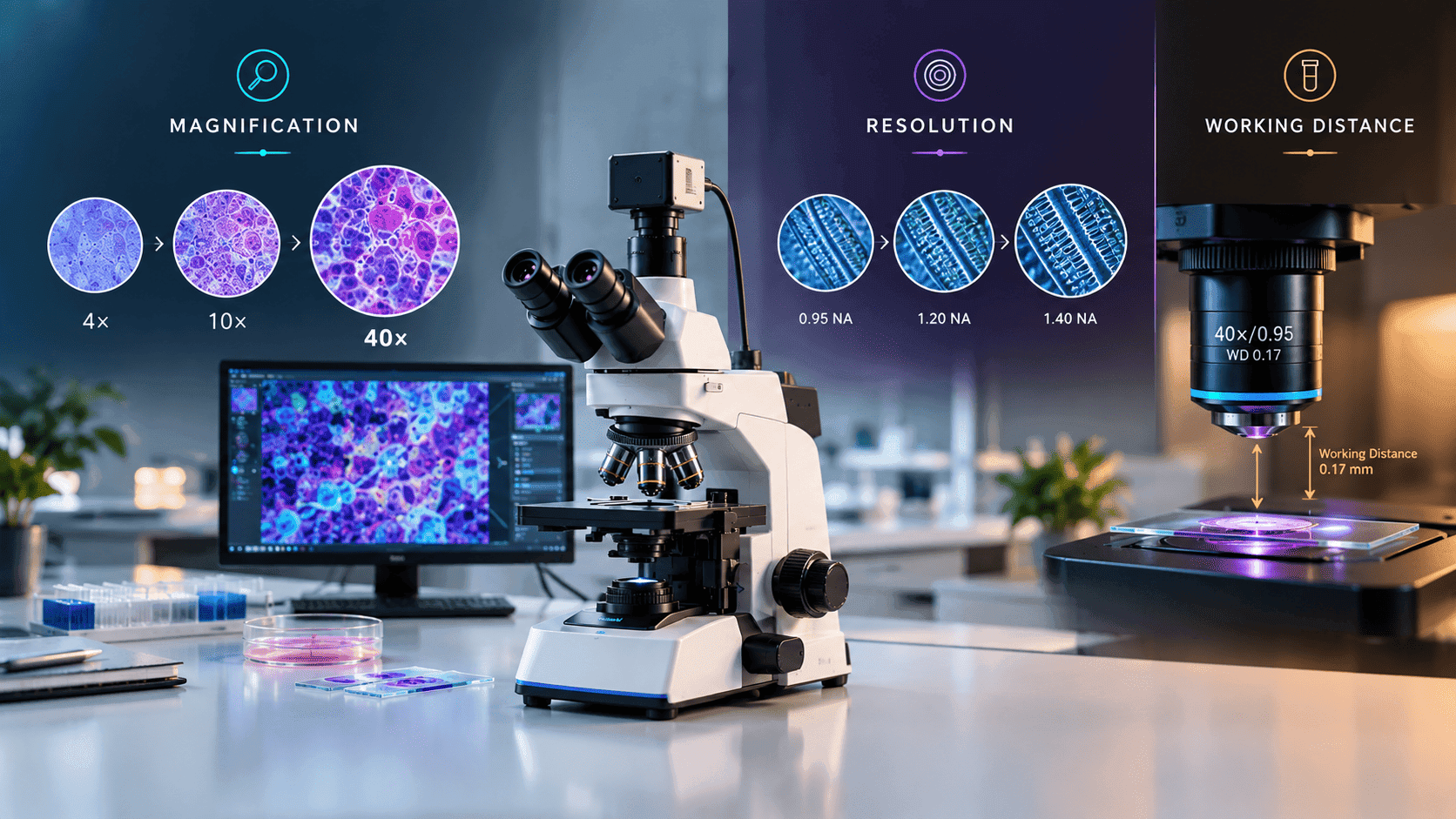 Microscope Magnification, Resolution and Working Distance Explained