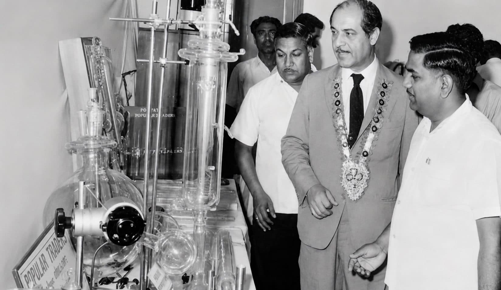 Early scientific equipment and laboratory setting